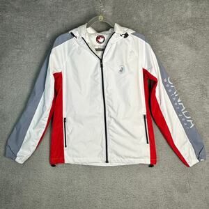 Canada Weather Gear Women's Large Hooded Full Zip Rain Jacket Windbreaker‎ EUC